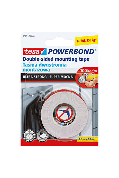 Tesa Ticaret Tesa Bandă de montaj Powerbond față-verso 1,5m 19mm (H5579103)
