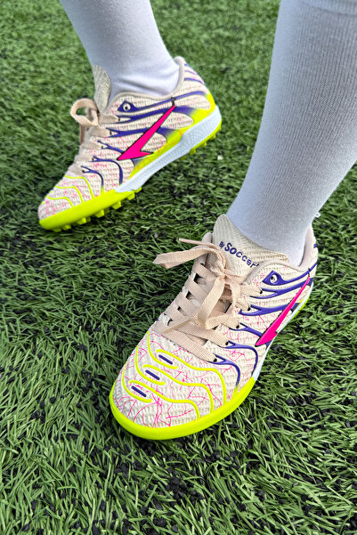 LaLiga Unisex Çocuk Beyaz Bilekli Halı Saha Ayakkabısı Futbol Kramponu