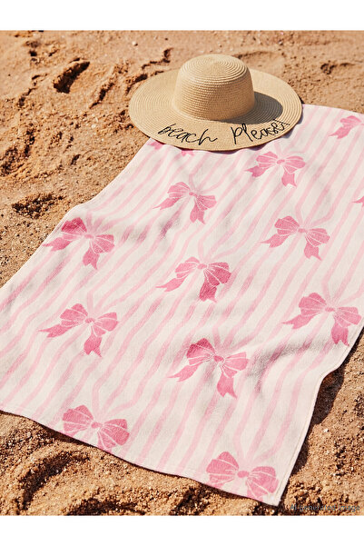 LC Waikiki Nevavm Bow Patterned Cotton Girls' Beach Towel 70X150 cm