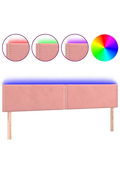 vidaxl Tăblie de pat cu LED, roz, 200x5x78/88 cm, catifea