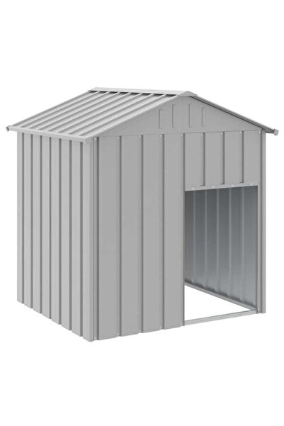 vidaxl Căsuță pentru câini și acoperiș gri deschis 117 x 103 x 123 cm oțel ga...