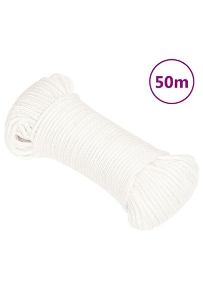 vidaxl Frânghie de barcă, albă, 4 mm, 50 m, polipropilenă