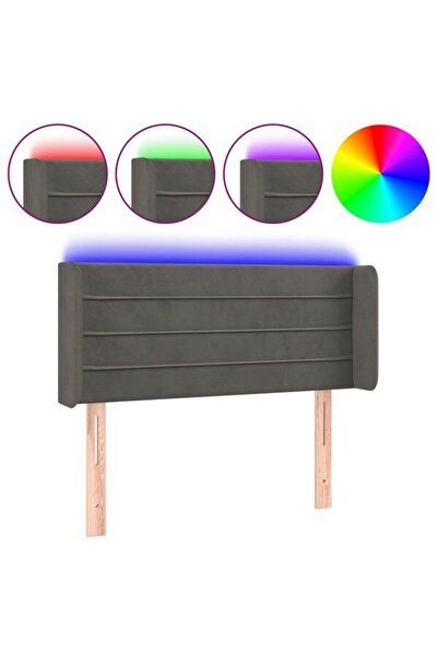 vidaxl Tăblie LED, gri închis, 83 x 16 x 78/88 cm, catifea