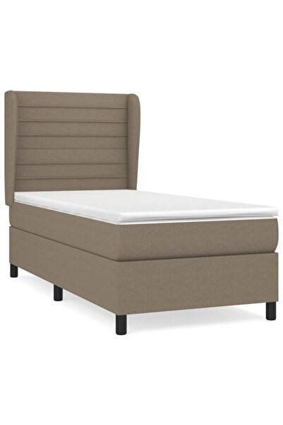 vidaxl Pat boxspring cu saltea, gri taupe, 80 x 200 cm, textil
