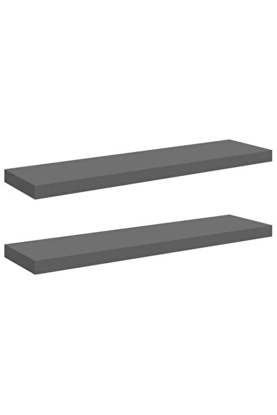 vidaxl Rafturi de perete, 2 buc., gri lucios, 90 x 23.5 x 3.8 cm, MDF