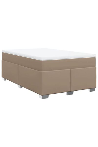 vidaxl Pat boxspring cu saltea, cappuccino, 120 x 200 cm, piele ecologică