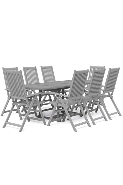 vidaxl Set mobilier de grădină, 9 piese, lemn masiv de salcâm
