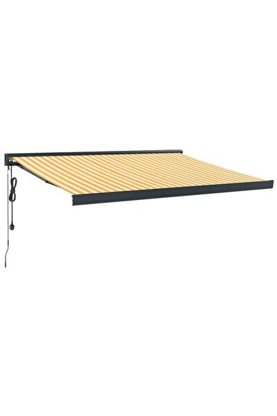 vidaxl Copertină retractabilă, galben/alb, 3 x 2,5 m, textil/aluminiu