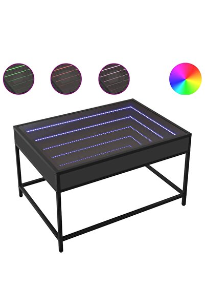 vidaxl Măsuță de cafea cu LED infinity, negru, 70x50x41 cm