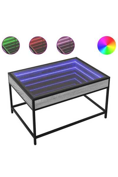vidaxl Măsuță de cafea cu LED infinity, gri sonoma, 70x50x41 cm