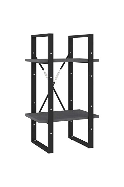 vidaxl Bibliotecă cu 2 rafturi, gri, 40x30x70 cm, lemn masiv de pin