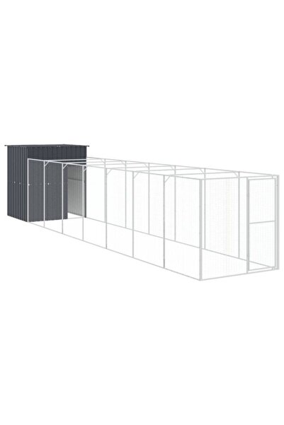 vidaxl Cușcă pentru câini cu țarc, antracit, 165 x 863 x 181 cm, oțel galvanizat