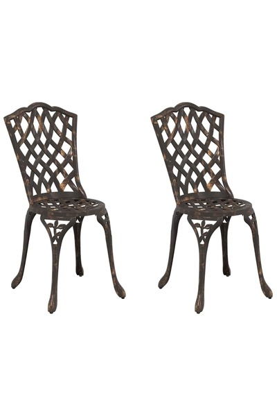 vidaxl Scaun pentru Grădină 2 pcs Bronz 39 x 40 x 87cm Aluminiu