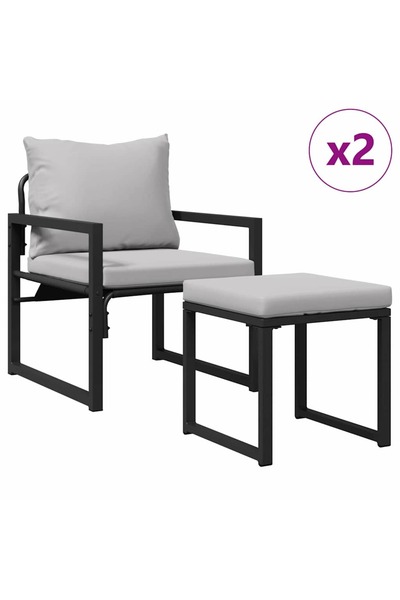 vidaxl Mobilier de grădină cu pernă 4 pcs Gri deschis Poliester