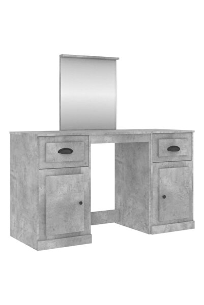 vidaxl Masă de toaletă cu oglindă, gri beton, 130 x 50 x 132,5 cm