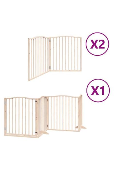 vidaxl Barieră pliabilă pentru câini cu ușă, 8 panouri, 640 cm, lemn de plop