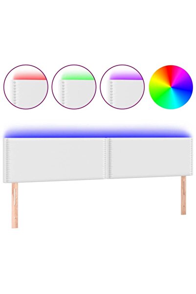 vidaxl Tăblie de pat cu LED, alb, 200x5x78/88 cm, piele ecologică