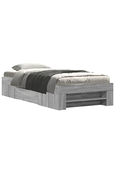 vidaxl Cadru de pat, gri sonoma, 90 x 200 cm, lemn prelucrat
