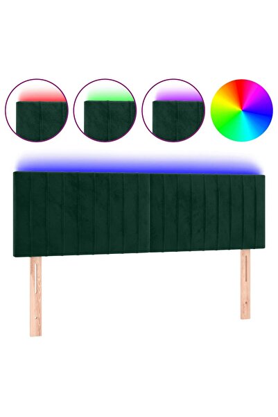 vidaxl Tăblie de pat cu LED, verde închis, 144x5x78/88 cm, catifea