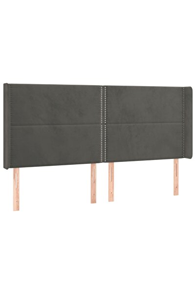 vidaxl Tăblie de pat cu aripioare gri închis 163x16x118/128 cm catifea