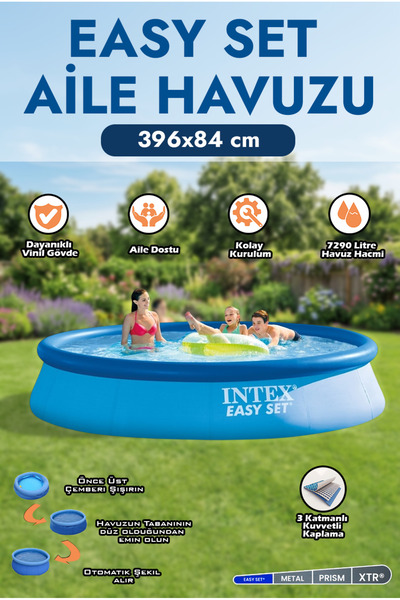 Brother Toys Intex Büyük Boy Easy Kolay Kurulum Aile Havuzu 396x84 Bahçe Havuz