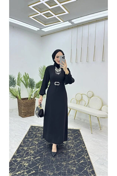 bgm fashion Women's Hadise Crepe Hijab Dress