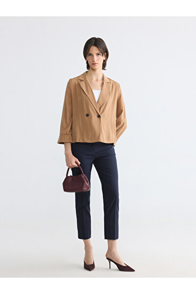 LC Waikiki Double-Breasted Collar Striped Women's Blazer Jacket