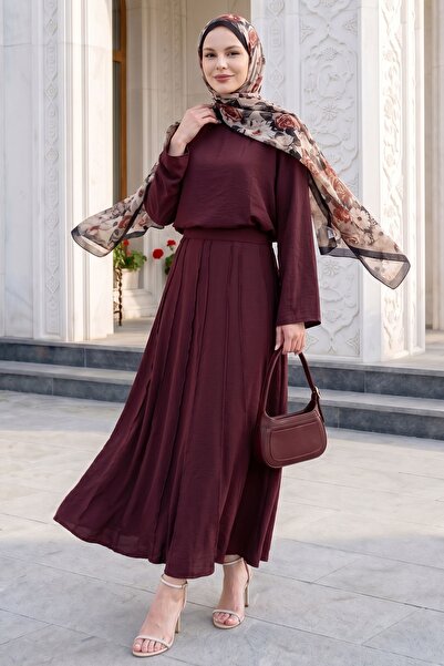 InStyle Wide Sleeve Skirted Plum Suit