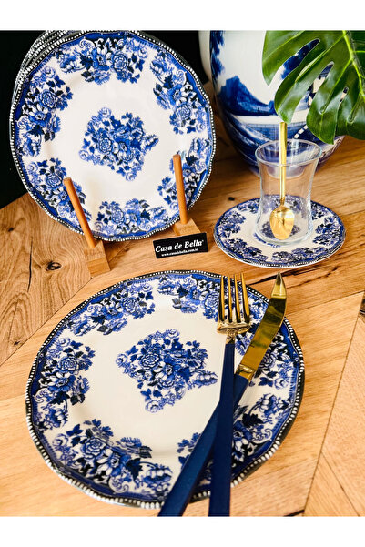 CASA DE BELLA Royal Blue 6-Person 24-Piece Tea and Cake Set