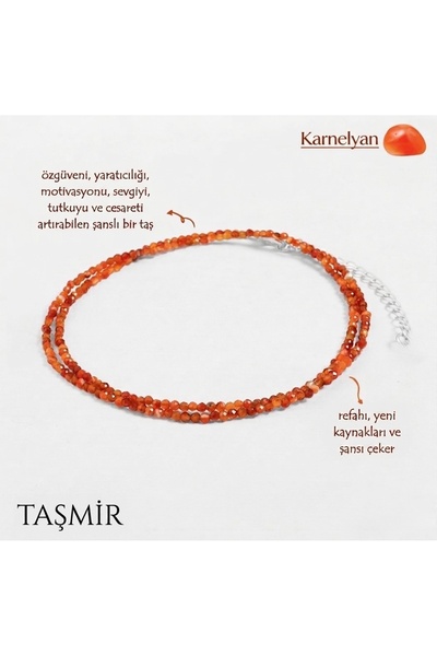 Taşmir Karnelyan Akik İnce Doğal Taş Kolye