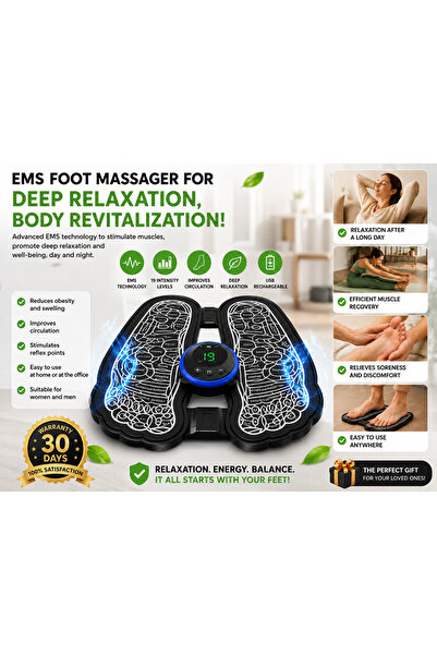 Ems Intelligent Foot Massage Device, Muscle Stimulator, 6 Programs, USB, Port...