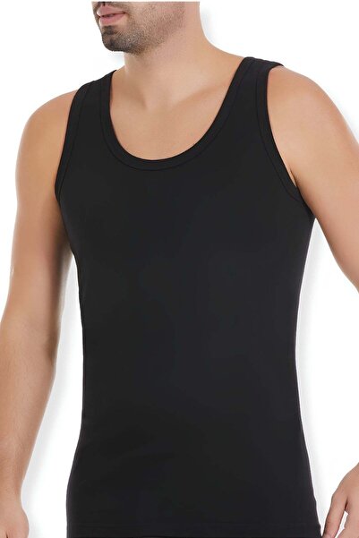YILDIZ Single Jersey Men's Undershirt Black 100% Cotton 3-Pack