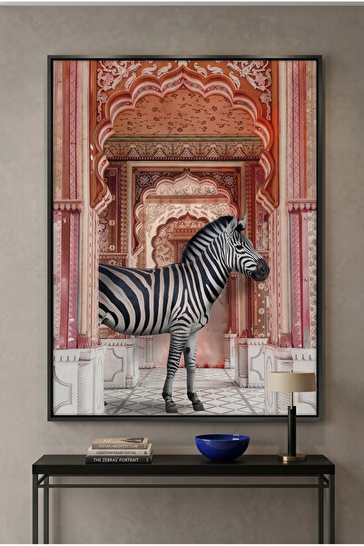 Jasmine Art Zebra in an Indian Palace Abstract Wall Art | Framed Canvas Print...