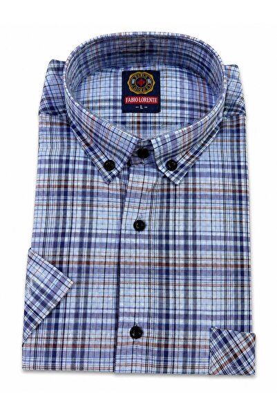 Kuraff Giyim Baba Kare Patterned Single Pocket Short Sleeve Shirt