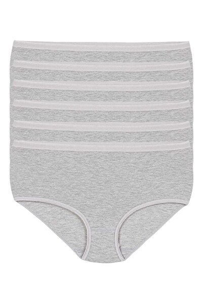 YILDIZ Lycra Non-Marking Bato Women's High Waist Panties Gray 6-Pack