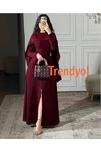 ANGELINSA Long Soft Dress with Long Sleeves and Separate Shawl