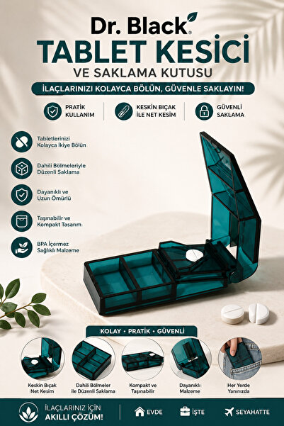 DR.BLACK Dr. Black Tablet İlaç Kesici Aparatı | BPA Free Tablet Kesme Saklama...
