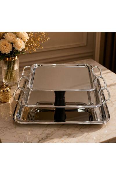 Rwfd Rema 3-piece silver serving tray set