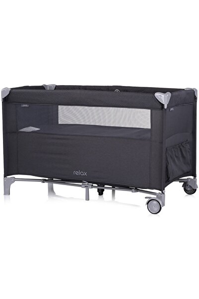 Chipolino Patut pliabil Relax anthracite linen cu laterala culisanta