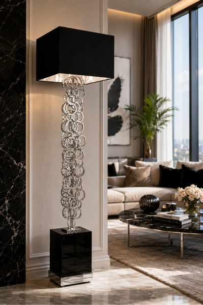 Vinner Luxury Aurelia Krom Sculpture Lambader – Siyah & Gold Detaylı Tasarım ...