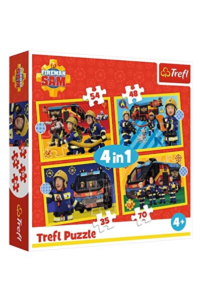 Trefl Puzzle 4 in 1, Trefl, Fun with Fireman Sam, multicolor, 30x45cm