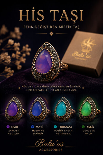 BULU'US ACCESSORIES Bulu'us Bronz His Taşı Vintage Yüzük – Renk Değiştiren Mi...