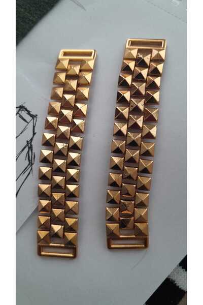 ILCARE Gold Pyramid Metal Buckle 9X1.7 cm Inner Belt 1 cm 2 Pieces