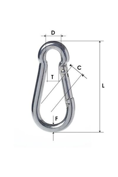 Generic CARABINA ZINCATA CU CLAPETA 8MM / 10MM/10/12M