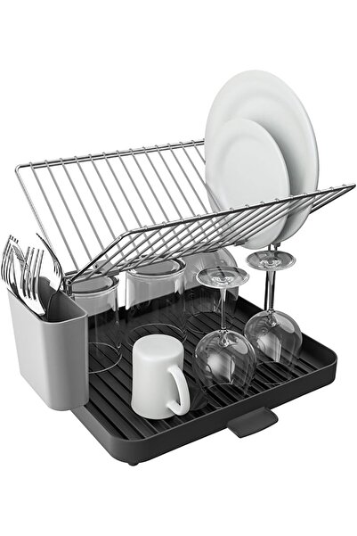 Generic 2 Tier Stainless Steel Dish Drying Rack, Extra Large Self-Draining Di...