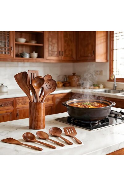 Generic CENXI Wooden Cooking Spoons, Cooking Utensils 6pcs, Natural Teak Wood...