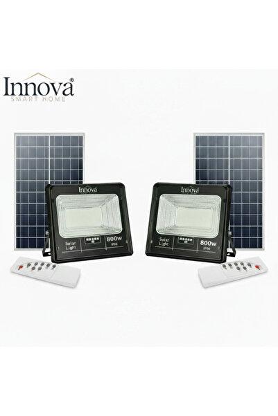Innova Set de 2 proiectoare LED de 800 W cu panou solar și telecomandă, IP66 ...