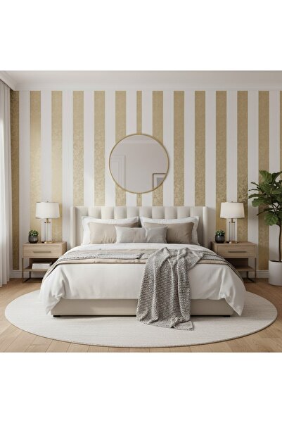 KMS HOME Gold Altın Işıltılı Şık Duvar Kağıdı ( en: 53 cm uzunluk: 10 metre) ...