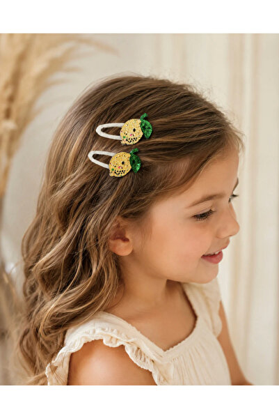 chipiques Set of 2 Mini Lemon Figured Yellow Glitter Clip Buckles