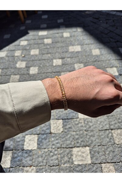 Genel Markalar Sarı Sıra Taş Unisex 316L Paslanmaz Çelik Bileklik